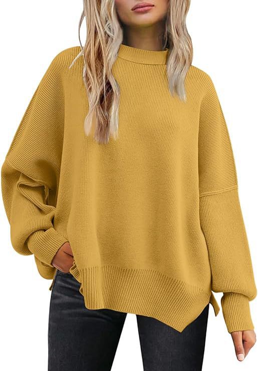 Women's Batwing Long-sleeved Autumn Knitted Side Slit Sweaters