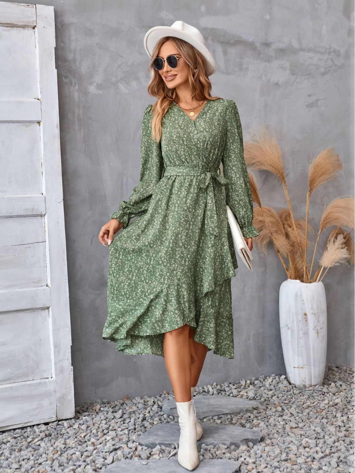 Women's Printed Long-sleeved Dress Commuting Elegant Dresses