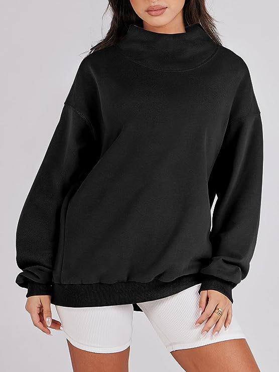 Women's High Collar Sweatshirt Solid Color Long Tops