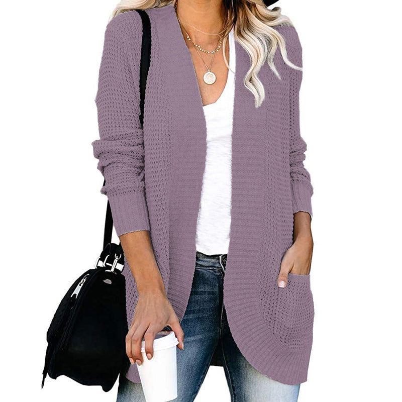 New Women's Popular Curved Large Pocket Sweaters