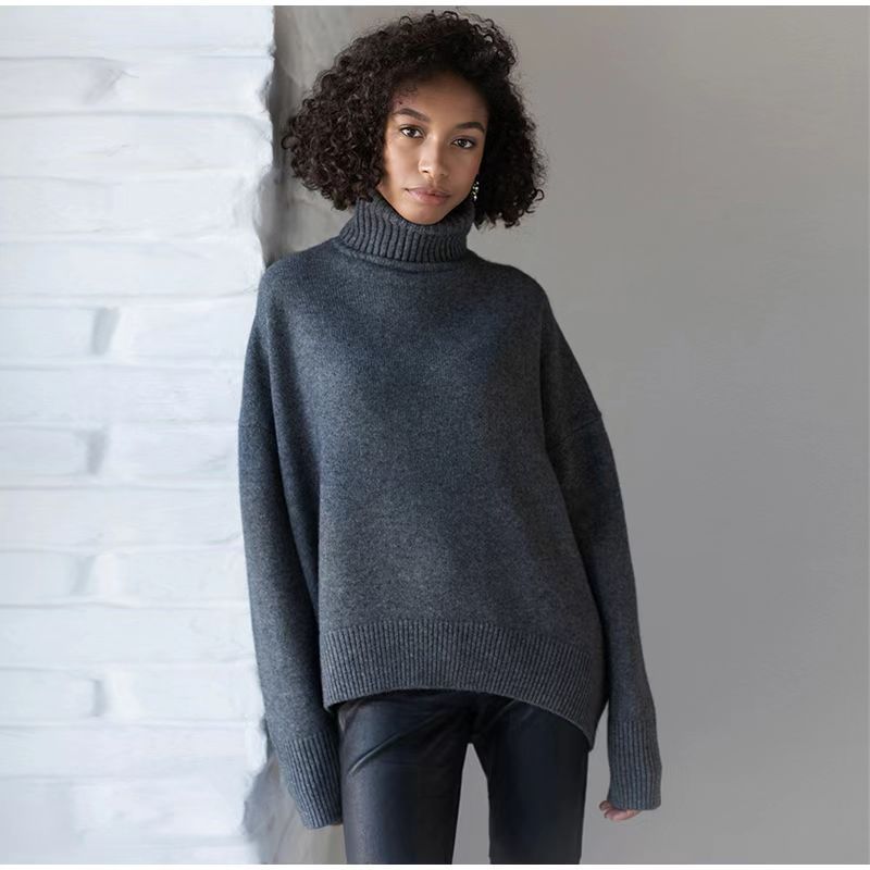 Stylish Slouchy Women's High Collar Loose Sweaters