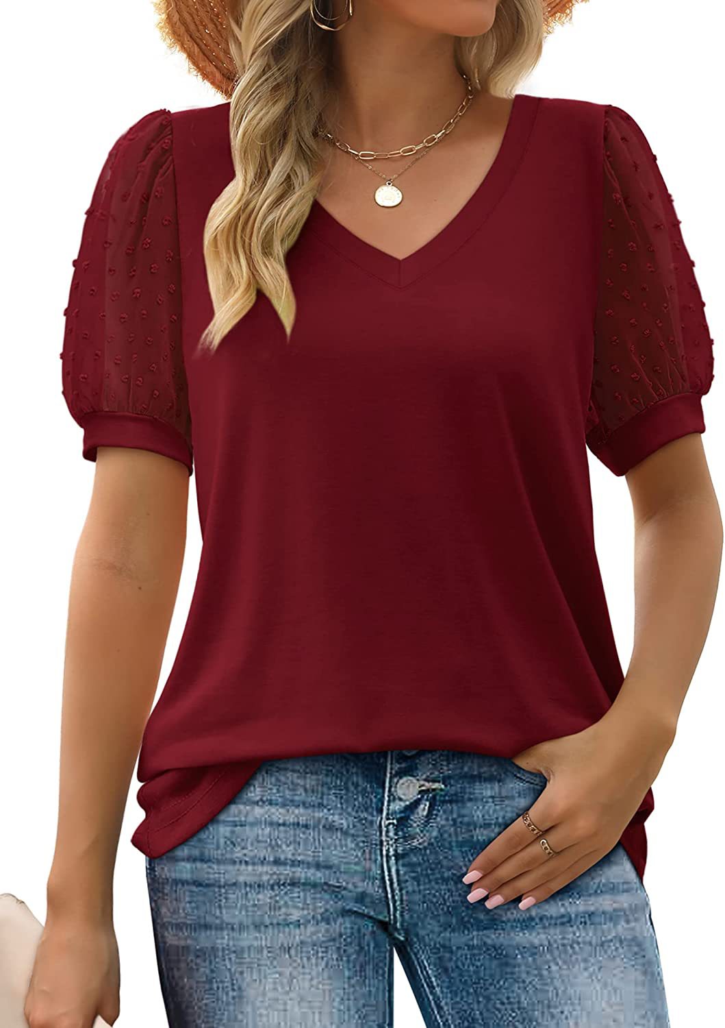 Women's Summer T-shirt Solid Color And Simple Blouses