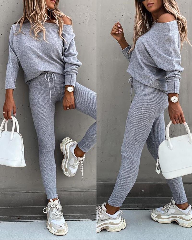 Women's Fashion Casual Lace Up Sports Trousers Suits