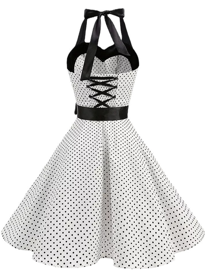 Dots Retro Sexy Bandeau Slim-fit Halter Dresses