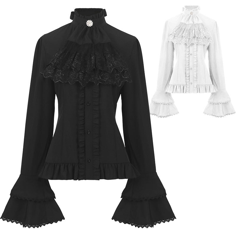 Chemise plissée pour femme Costumes médiévaux de style victorien intérieur