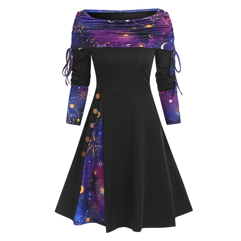 Women's Wear Large Hem Long Sleeve Dress Dresses