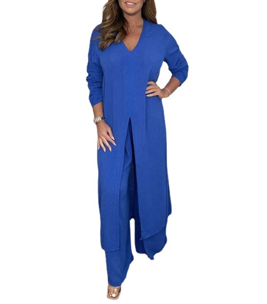 Women's Stylish Split Long And Trousers Suits