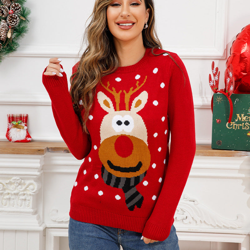 Beautiful Women's Christmas Neck Single-breasted Knitted Sweaters