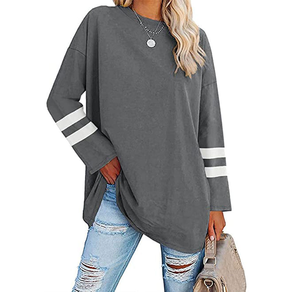 Women's T-shirt Color Loose Shoulder Sleeve Round Blouses