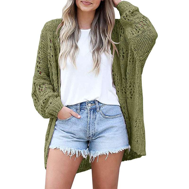 Women's Fashion Long Sleeve Hollow Out Cardigans