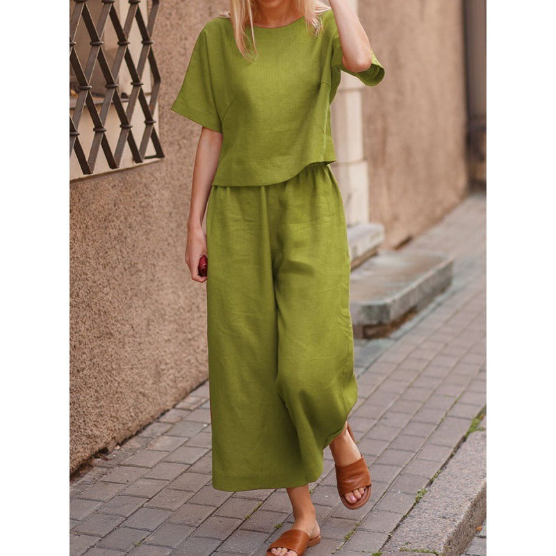 Loose Solid Color Shirt And Trousers Suits