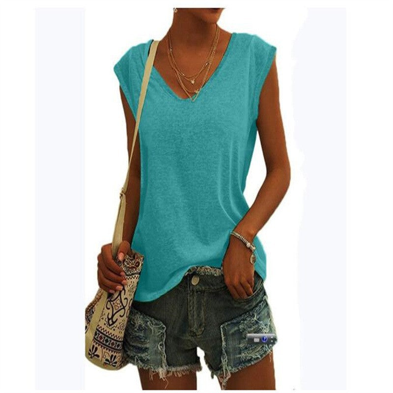 Women's Solid Color Cover Sleeve Casual Loose Blouses