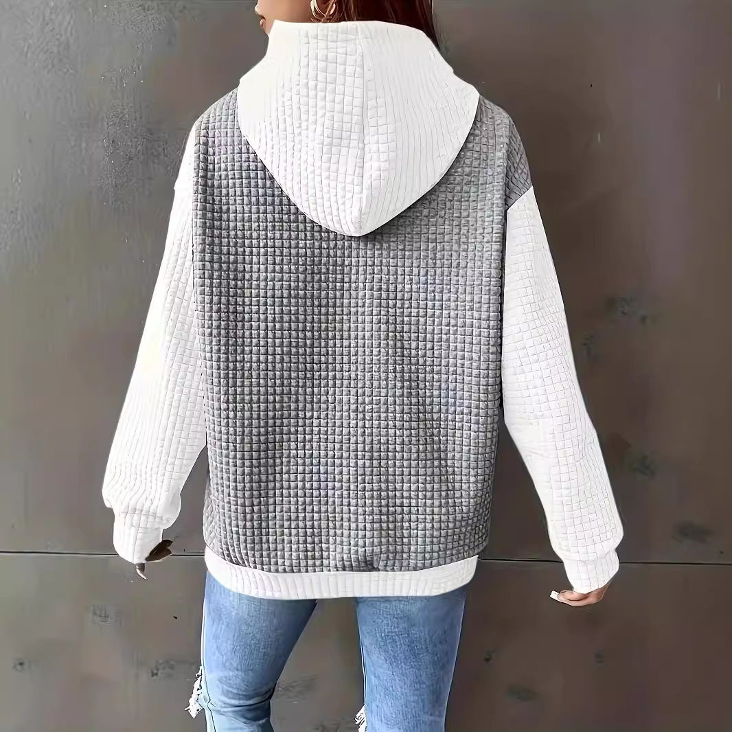 Women's Fashionable Wide Casual Loose Block Splicing Pullover Sweaters