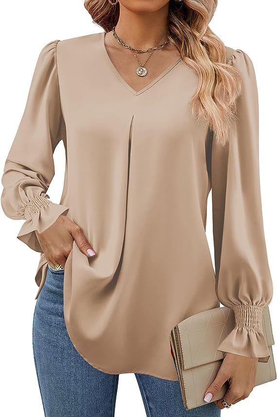 Chemise en mousseline de soie colorée pour femmes, pull-over, hauts longs en corne