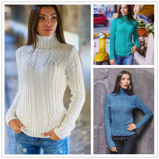 Durable Women's Turtleneck Fashion Slim Fit Sweaters