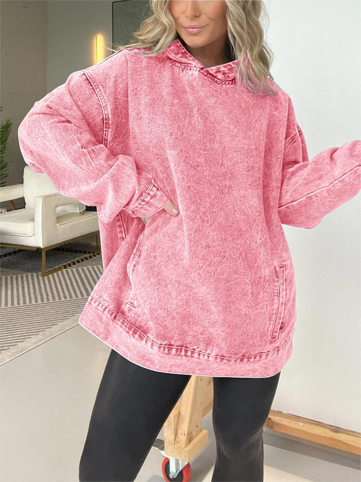 Women's Loose Hooded Pullover Denim Hoodie Sweaters