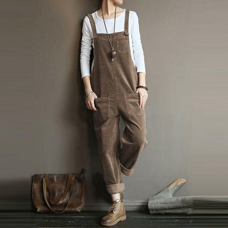 Charming Elegant Corduroy Solid Color Long Pants