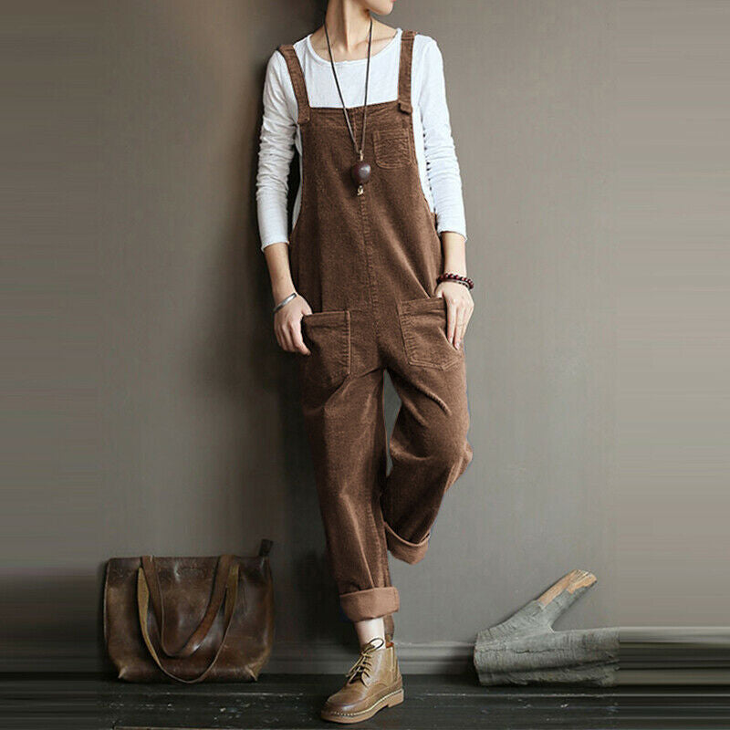 Charming Elegant Corduroy Solid Color Long Pants