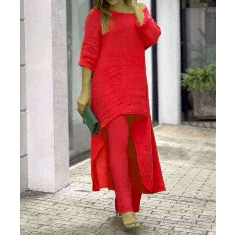 Women's Linen Fashion Casual Irregular Long Sleeve Wide Suits