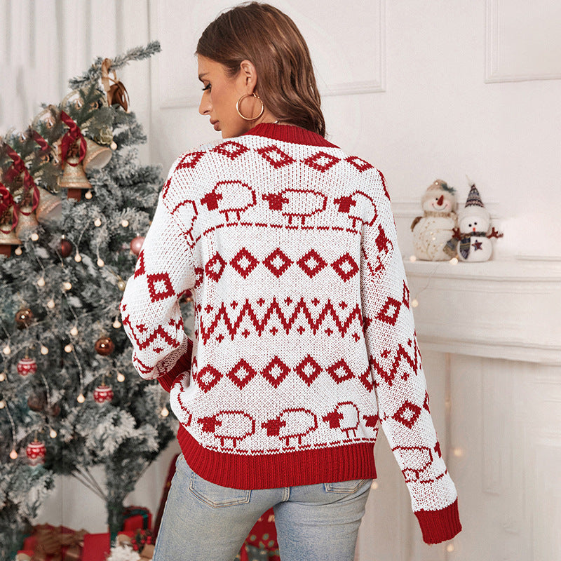 Christmas Pullover Long Sleeve Round Neck Sweaters