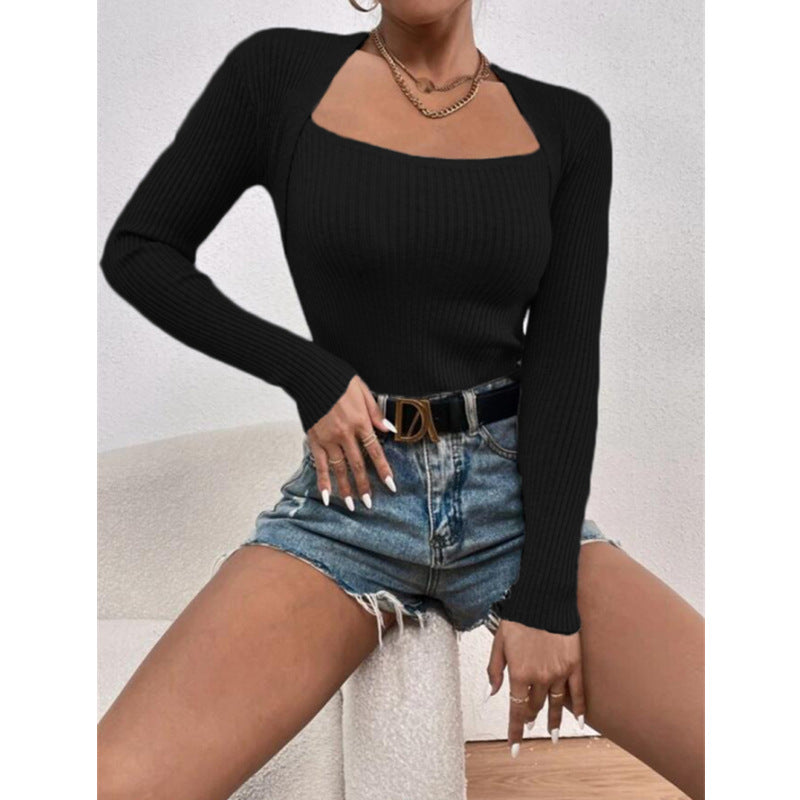 New Women's Slim-fit Long-sleeved Knitted Shirt Sweaters