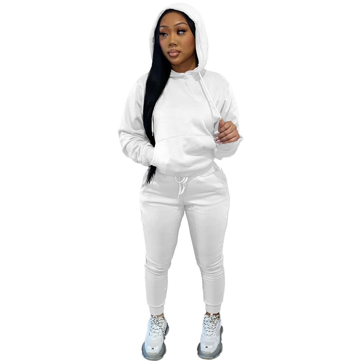 Women's Padded Hooded Sweatshirt Two-piece Leisure Sports Suits