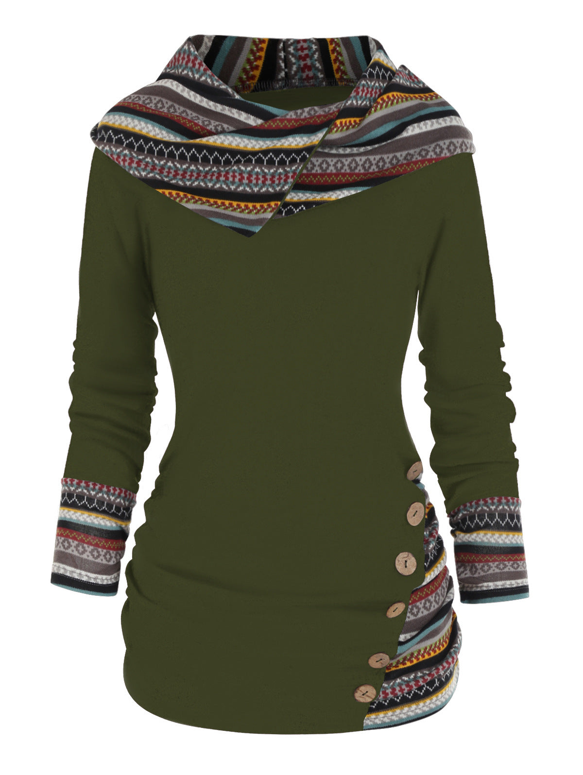 Women's Hooded Knitted Long Sleeve Button Casual Sweaters