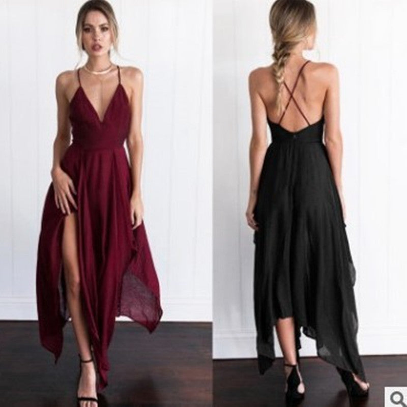 Nightclub Sexy Backless Sleeveless Strap Dress Dresses