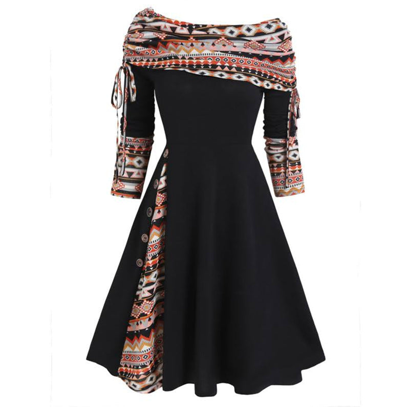 Women's Wear Large Hem Long Sleeve Dress Dresses