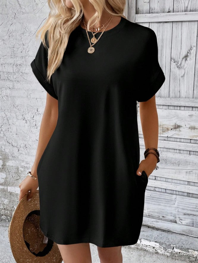 Casual Solid Color Batwing Sleeve Invisible Dresses