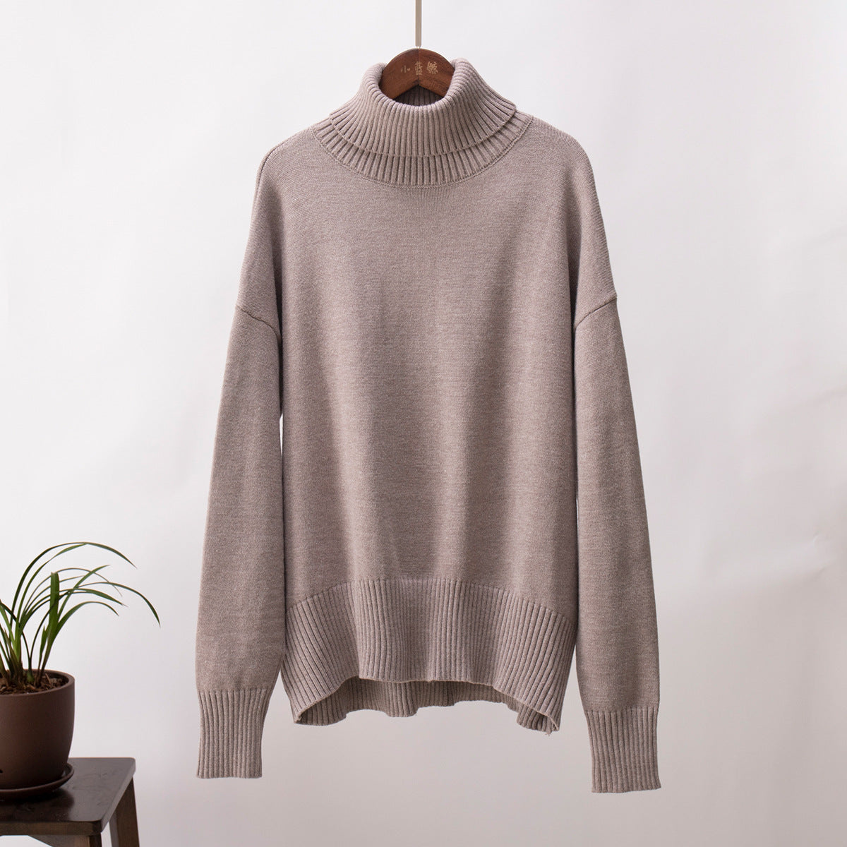 Women's Solid Color Turtleneck Loose Pullover Sweaters