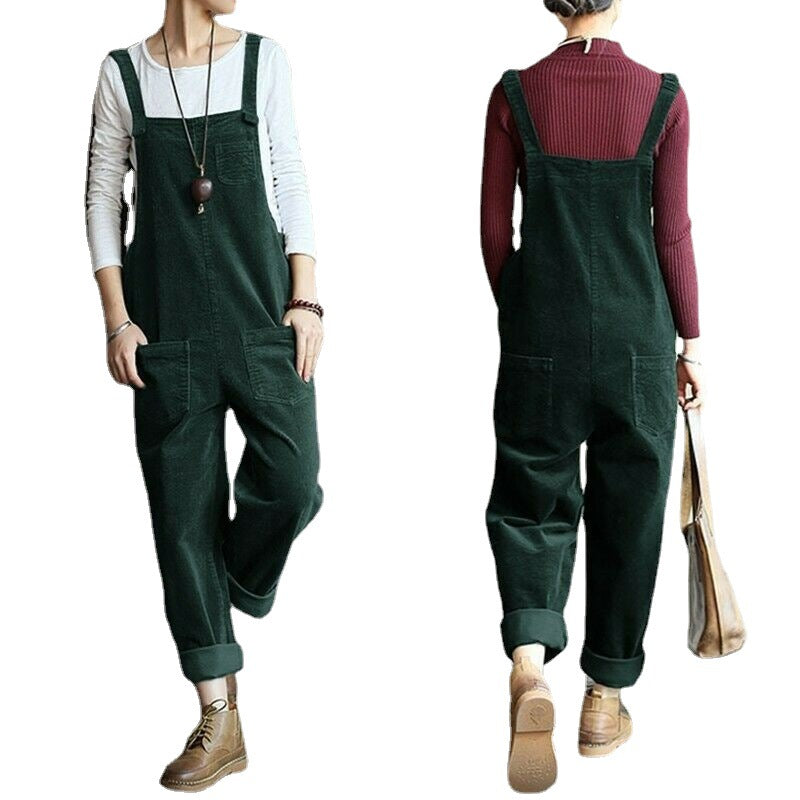 Charming Elegant Corduroy Solid Color Long Pants