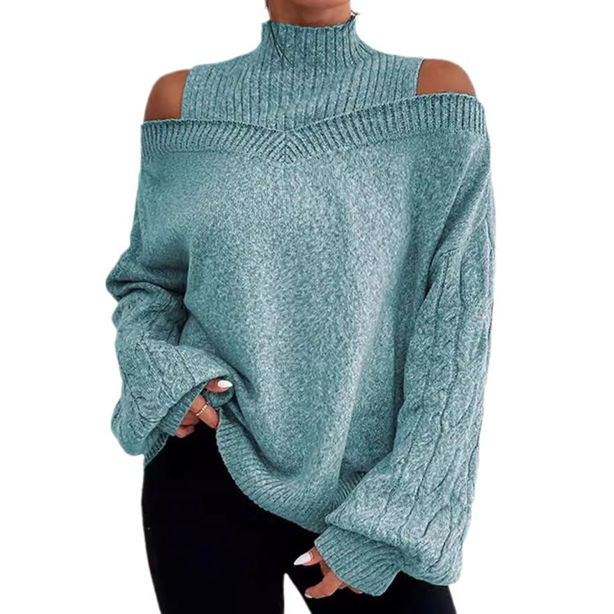 Women's Glamorous Mock Neck Loose Large Sweaters