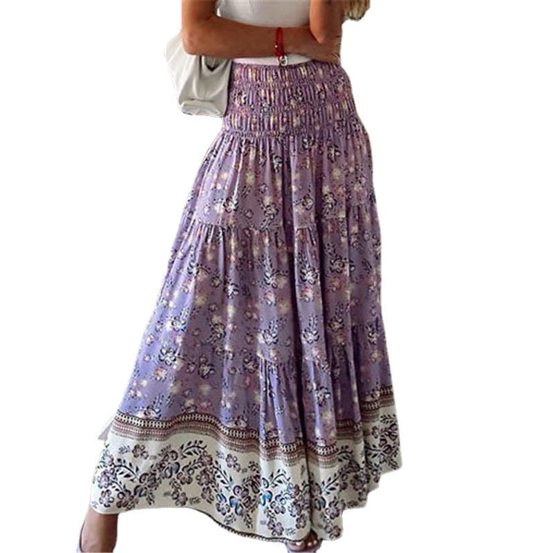 Women's Printed Casual High Waist Long Skirts