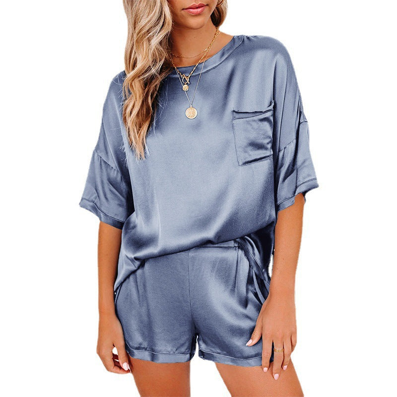 Solid Color Chiffon Pajamas Sleeve T-shirt Suits