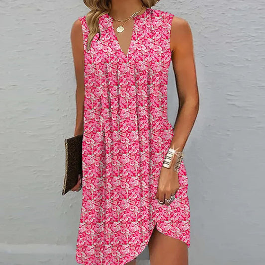 Women's A- Line Sleeveless Dress Summer Printed Dresses