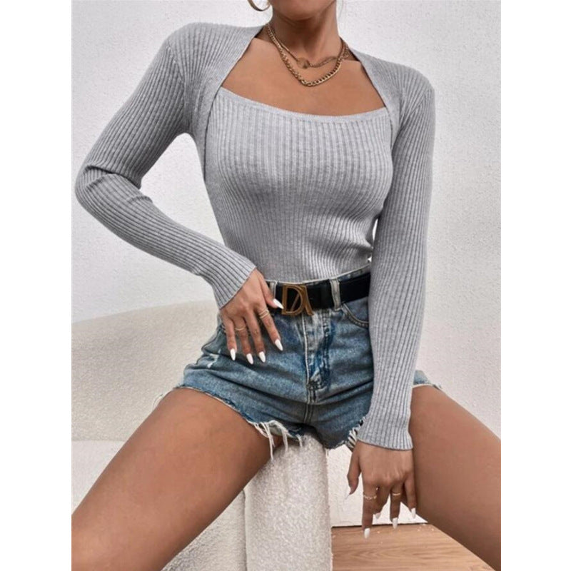 New Women's Slim-fit Long-sleeved Knitted Shirt Sweaters