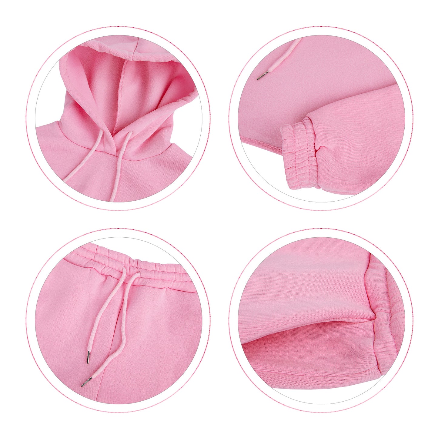 Women's Fashion Drawstring Hoodie Cotton Jogger Three-piece Suits