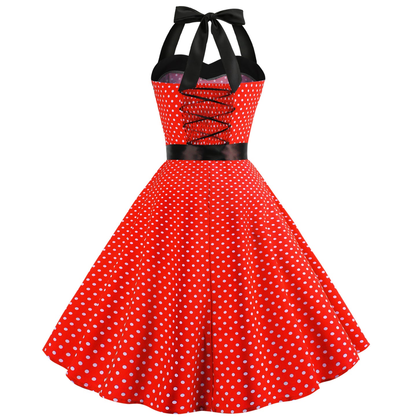 Dots Retro Sexy Bandeau Slim-fit Halter Dresses