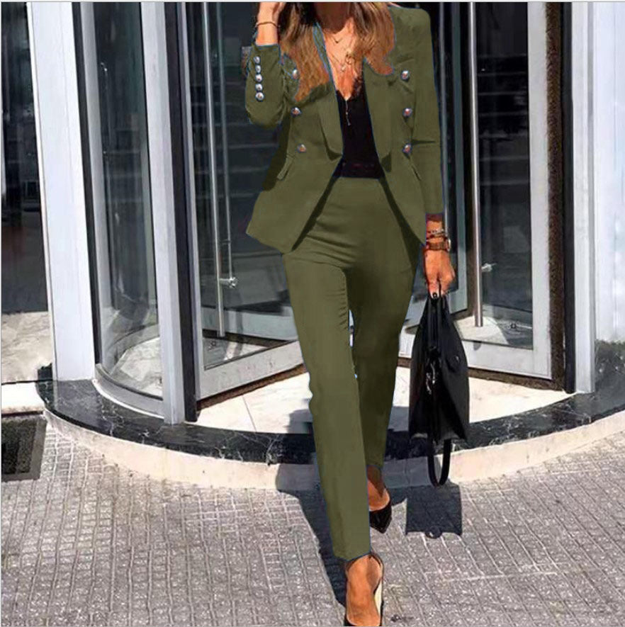 Women's Solid Color Fashion Two-piece Set Suits