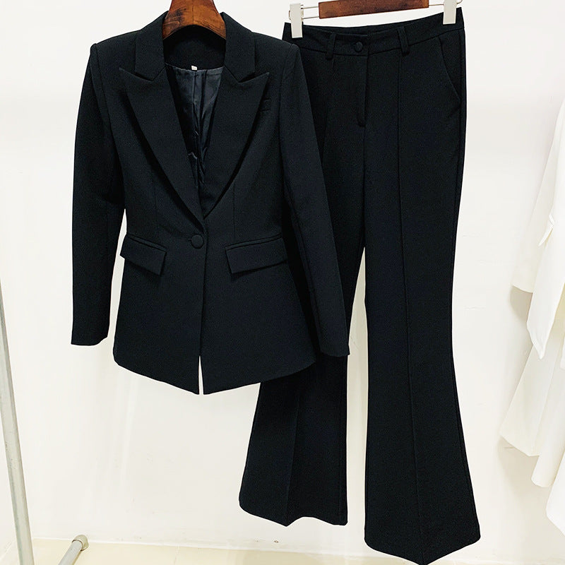 Business Fashion Button Mid-length Bell-bottom Two-piece Suits