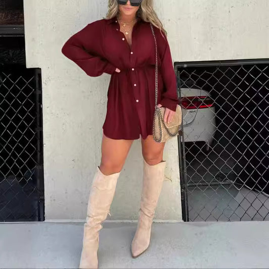 Women's Autumn Fashion Solid Color Long-sleeved Shirt Suits