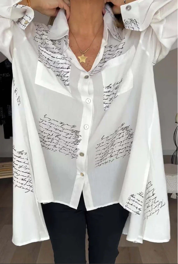 Women's Fashion Printed Loose Sexy Dovetail Shirt Blouses