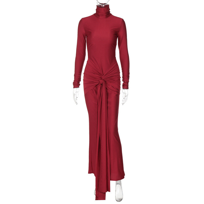 Women's Autumn Turtleneck Long Sleeve Fashion Stitching Dresses