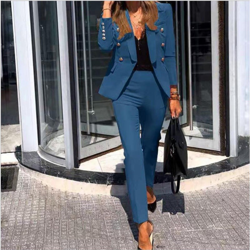 Women's Durable Solid Color Fashion Two-piece Suits