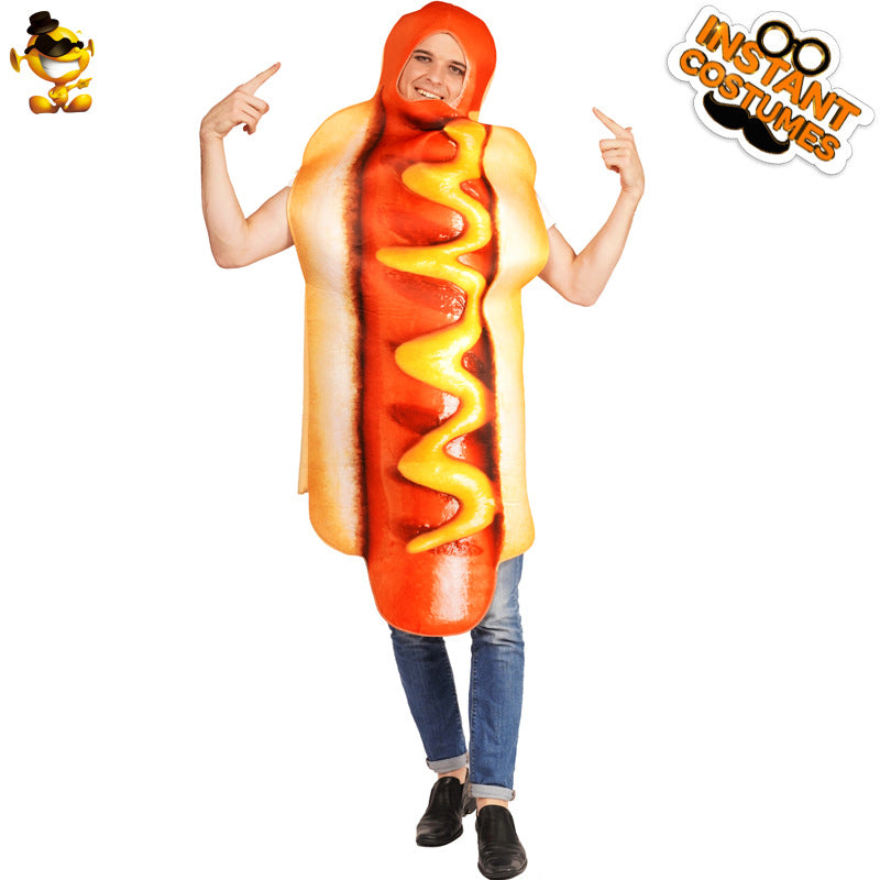 Combinaisons de spectacle sur scène pour adultes avec motif de hot-dog amusant