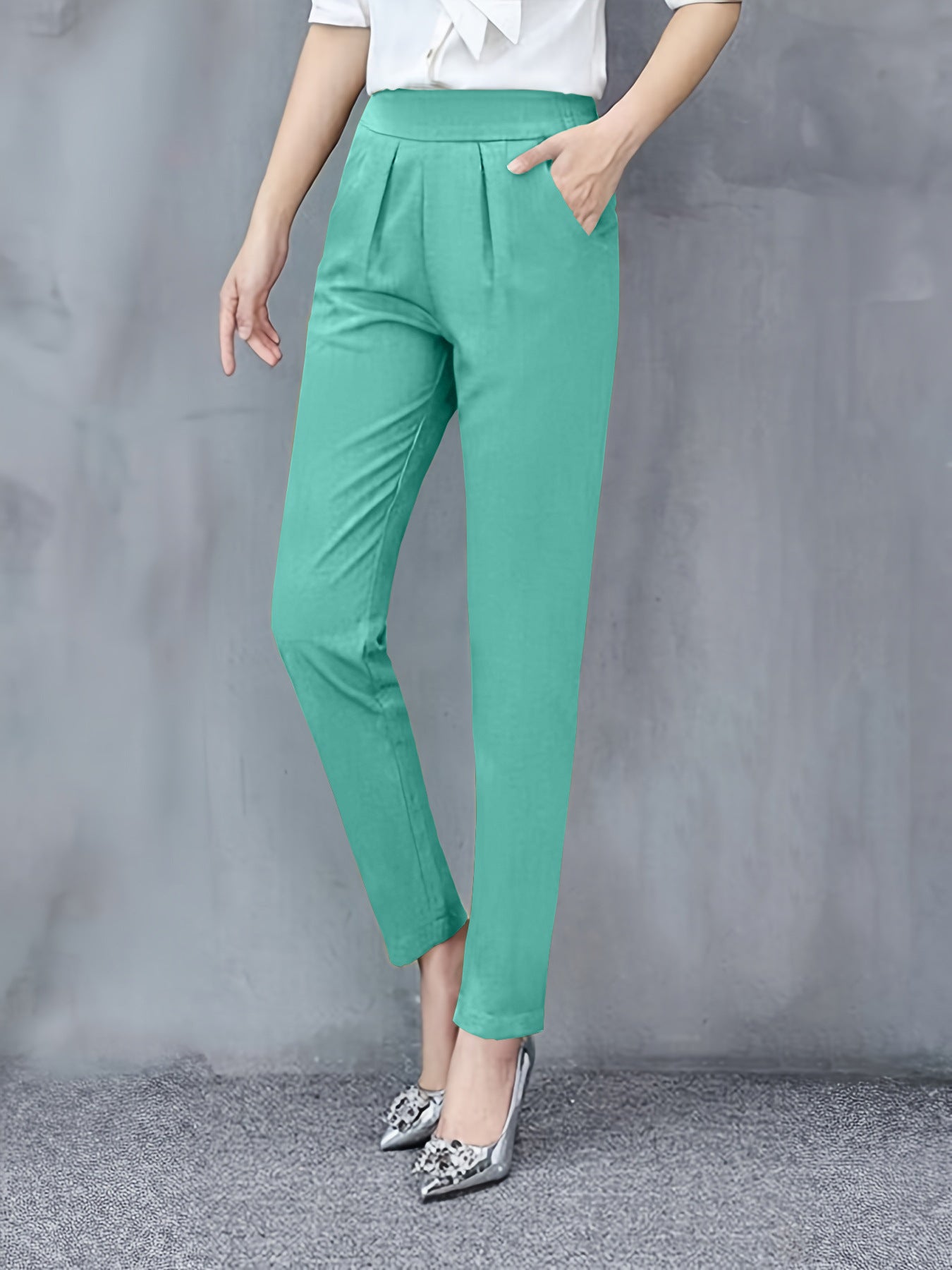 Pantalon moulant moulant pour femme, coupe slim, drapé, sarouel, décontracté, tendance, pour l'extérieur