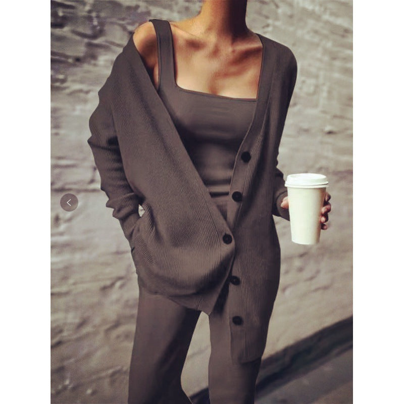 Women's Trendy Fashion New Knitted Three-piece Suits