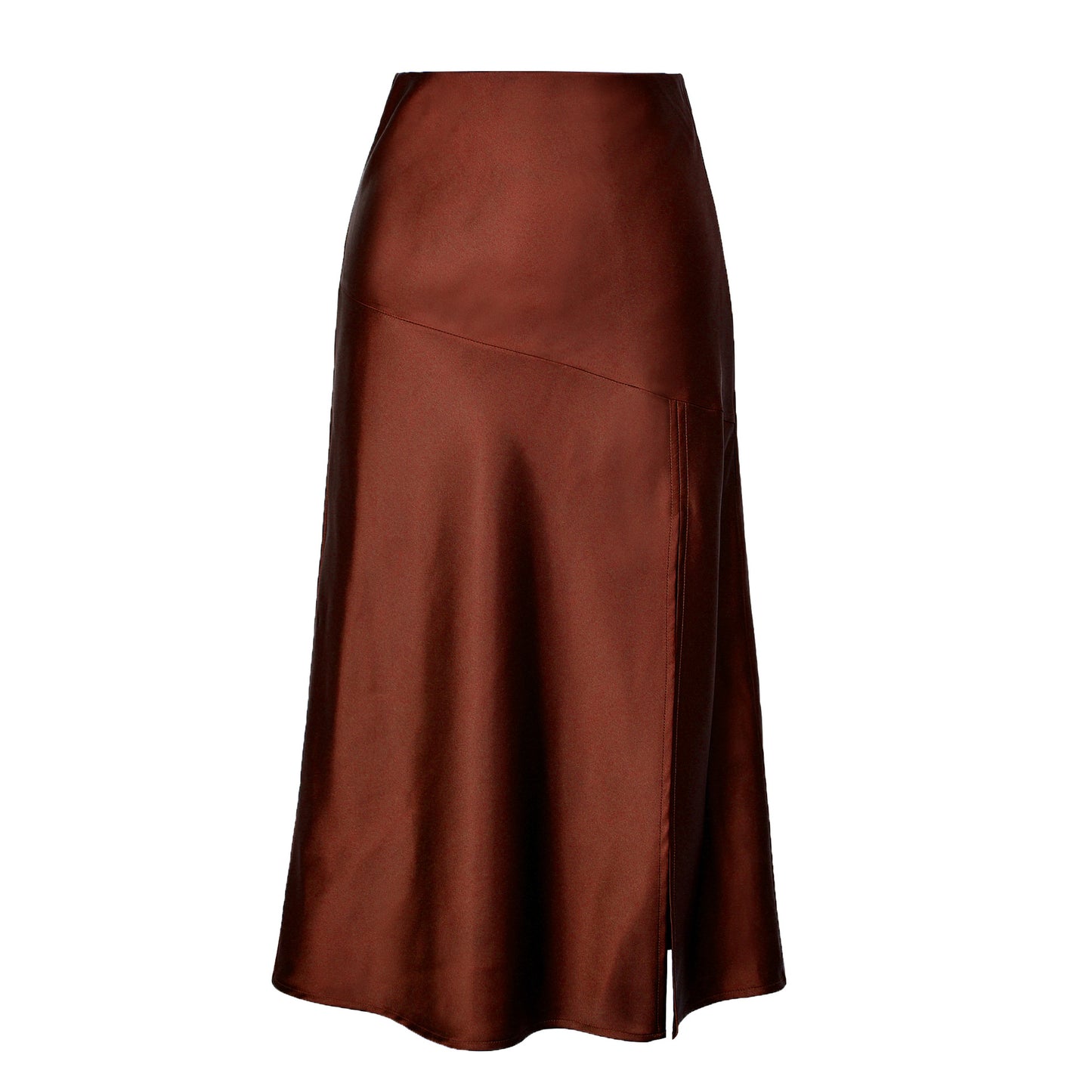 Women's Glossy Satin High-end Silky Pure Color Split Long Large Skirts