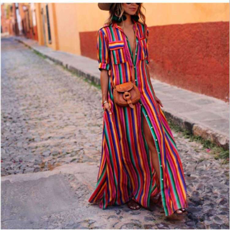 Women's Casual Innovative Striped Printed Dress Dresses